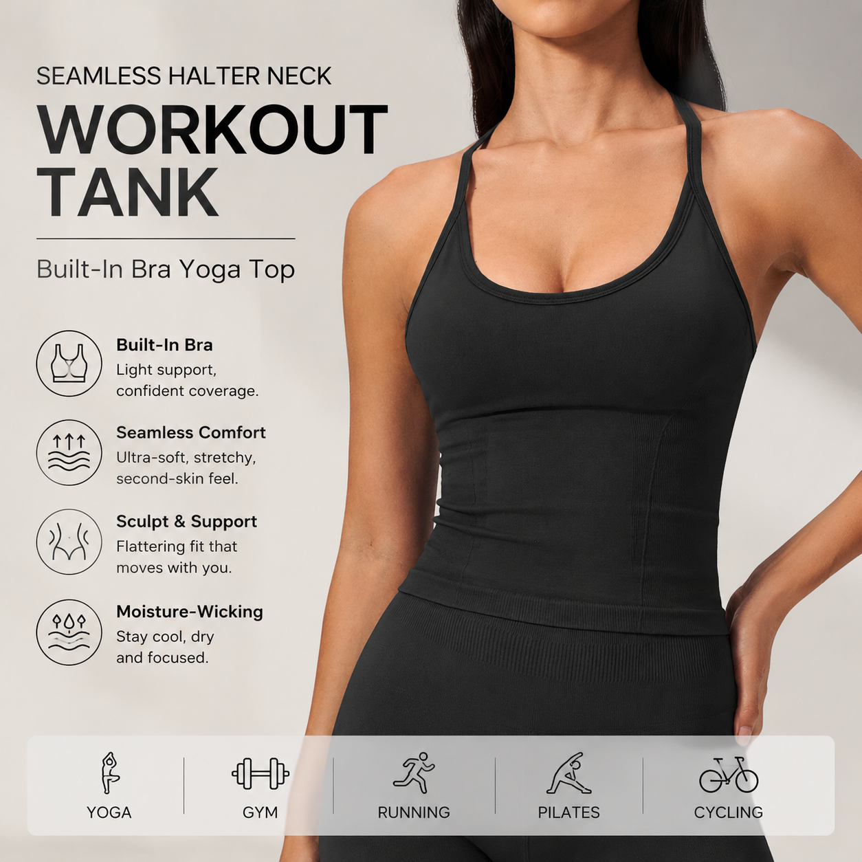 Luxury 2 in 1 Yoga Tank Top wi - مراجعة T Shirt Bra Seamless وسعره