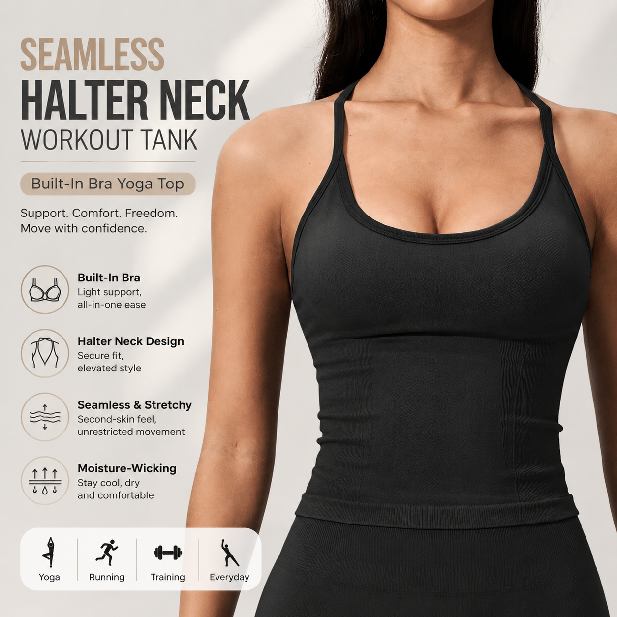 Luxury 2 in 1 Yoga Tank Top wi - مراجعة T Shirt Bra Seamless وسعره