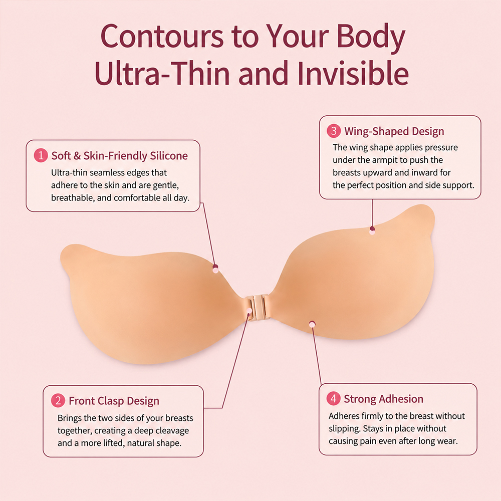 Silicone Cleavage Bra Reusable - مراجعة Backless Bra Sticky وسعره