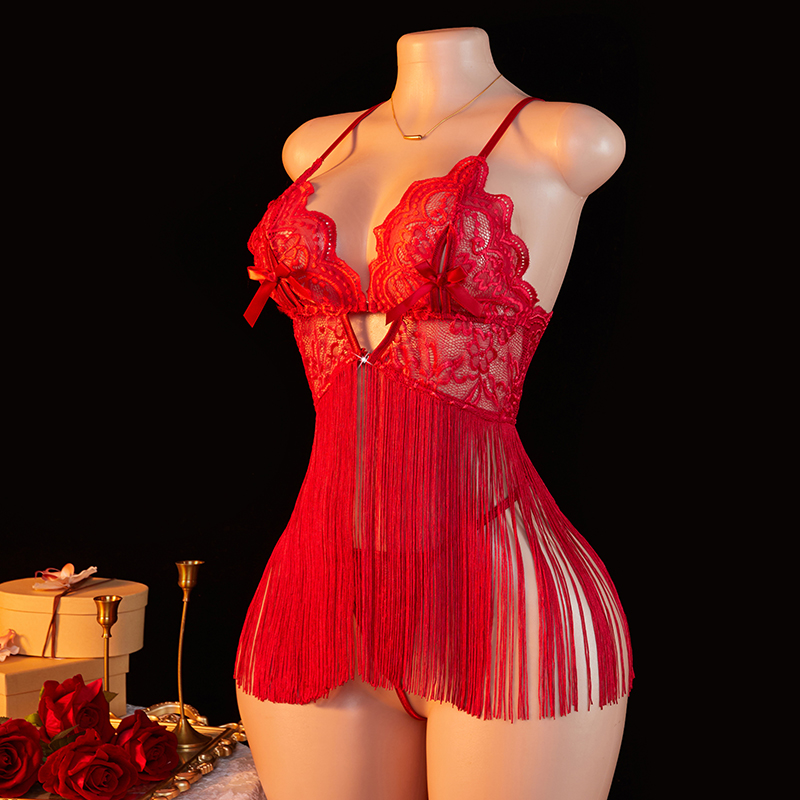 Transparent Lace Women Red Str - مراجعة Lace Bralette Set وسعره