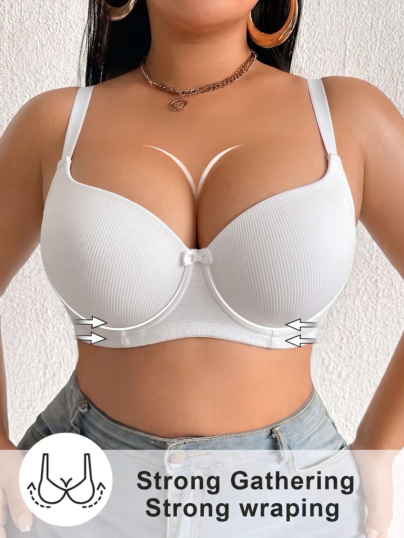 Plus Size Ribbed Women Bra Thi - مراجعة Underwire Bra Padded وسعره